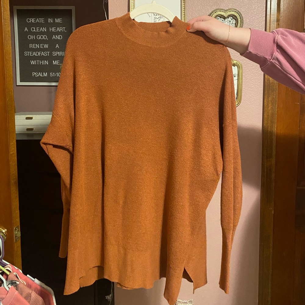 Rust Orange Women's Sweater- Mockneck- Altar’d State